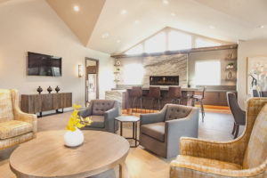 Large party or lounge area. Featuring bar/serving area, full kitchen, 2 fireplaces and TV.